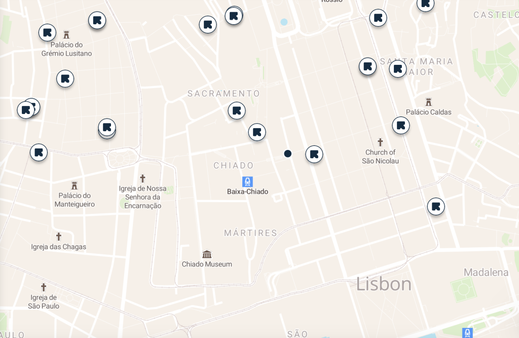 Baixa-Chiado luggage storage map