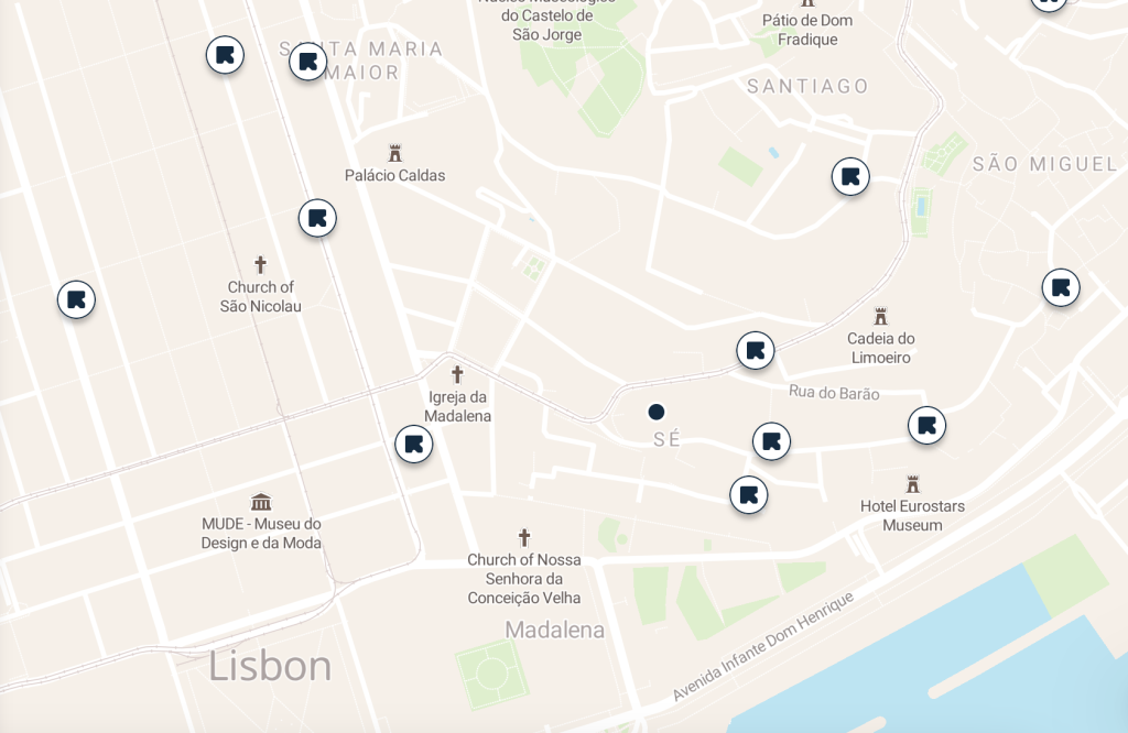 Lisbon Cathedral luggage storage map